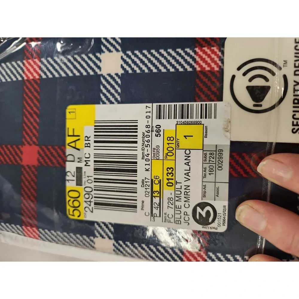 NEW JCPenney Home Collection Plaid Valance Blue Multi 15x84